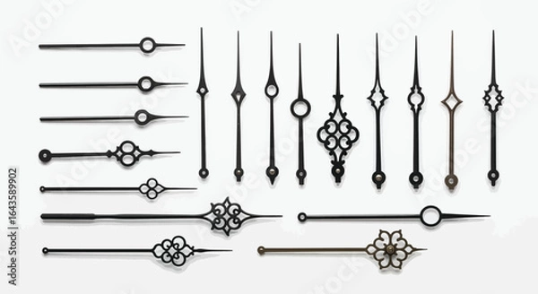 Obraz Vector art of collection of vintage clock hands isolated on white background