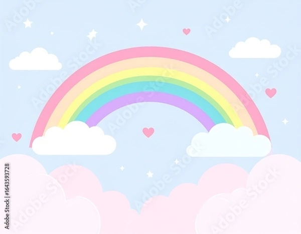 Fototapeta Pastel rainbow over clouds