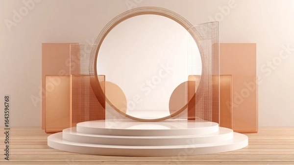 Fototapeta Sleek Clear Stage Mockup in Warm and Cool Color Combinations