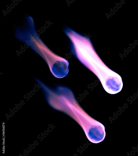 Obraz fireballs falling down, isolated on black