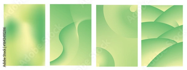 Fototapeta 淡いグリーンとイエローのグラデーション背景デザインセット | Gradient Background Design Set in Soft Green and Yellow