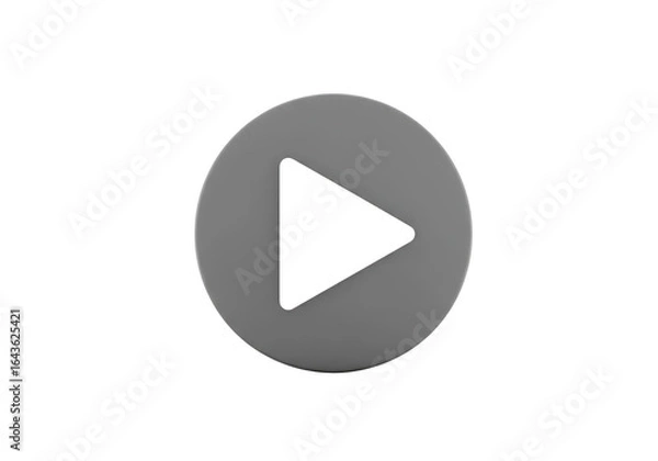Obraz Gray play button icon, isolated on transparent background