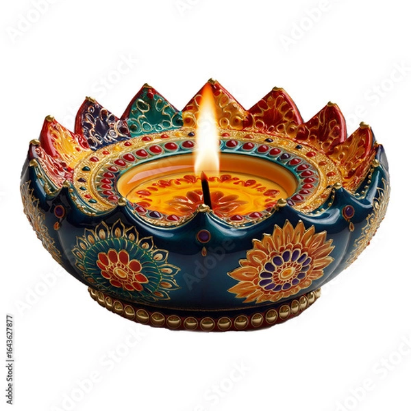 Fototapeta Happy Diwali Illuminated Diya Celebration