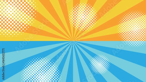 Obraz 夏色のカラフルな放射状・集中線の背景イラスト