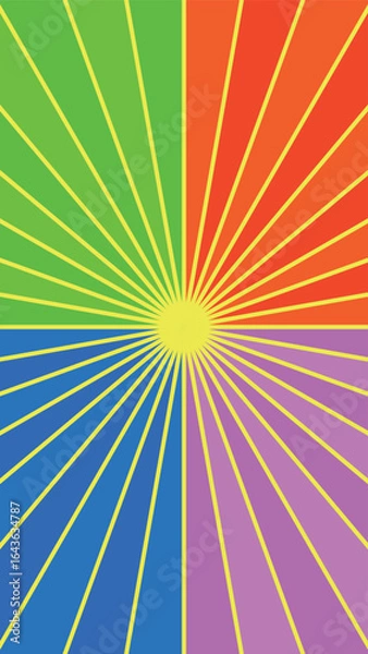 Fototapeta 夏色のカラフルな放射状・集中線の背景イラスト