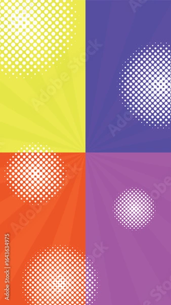 Fototapeta 夏色のカラフルな放射状・集中線の背景イラスト