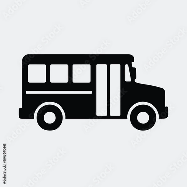 Fototapeta Silhouette school bus simple transportation vehicle vector illustration