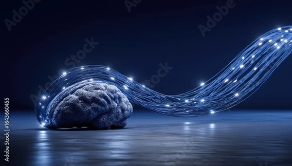 Obraz Brain entwined with glowing neural network