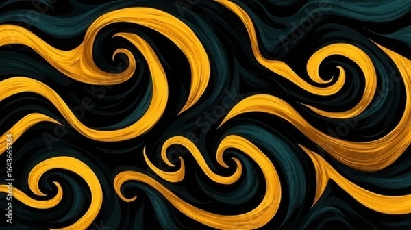 Fototapeta Abstract swirling pattern with vibrant golden waves