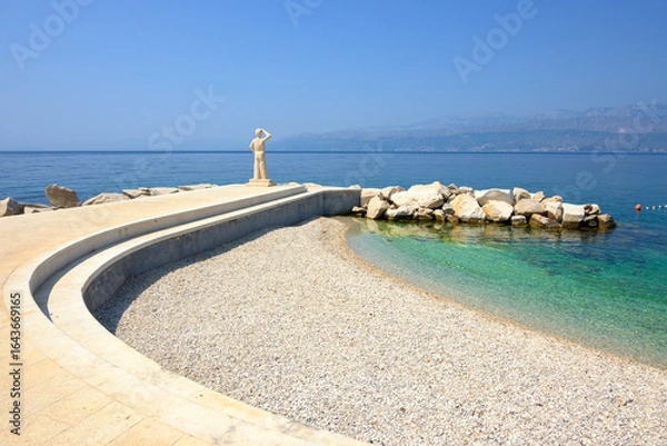 Fototapeta Rot beach located in the center of Postira. Brac island, Croatia