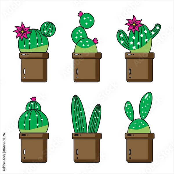 Obraz cactus icon set in color style, set of cactus