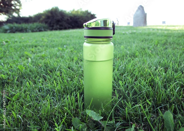 Obraz Bottle with water on grass