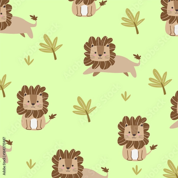Obraz pattern seamless vector cartoon design of lions for fullprint fabric kids apparel
