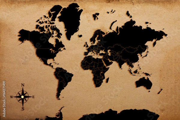 Obraz world map on paper texture