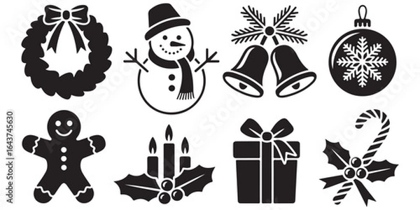 Fototapeta Christmas Vector Icon Set silhouettes