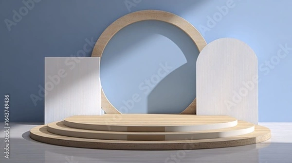 Fototapeta Minimalist Round Stage Mockup in Elegant Neutral Tones for Modern Events
