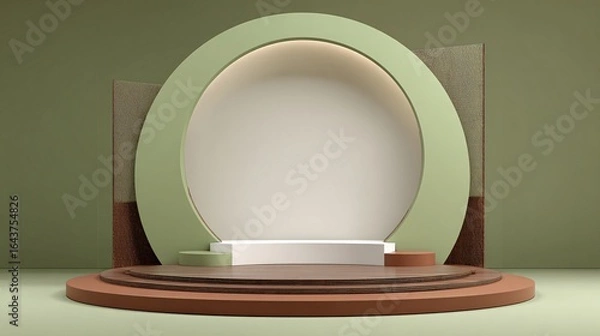 Fototapeta Minimalist Round Stage Mockup in Elegant Neutral Tones for Modern Events