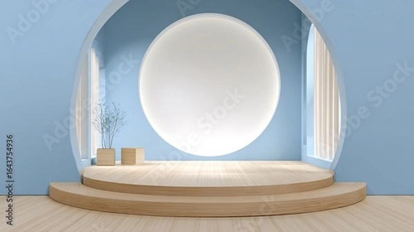 Fototapeta Minimalist Round Stage Mockup in Elegant Neutral Tones for Modern Events
