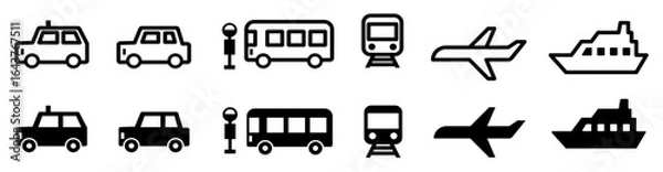 Obraz 乗り物・経路・交通系アイコンセット