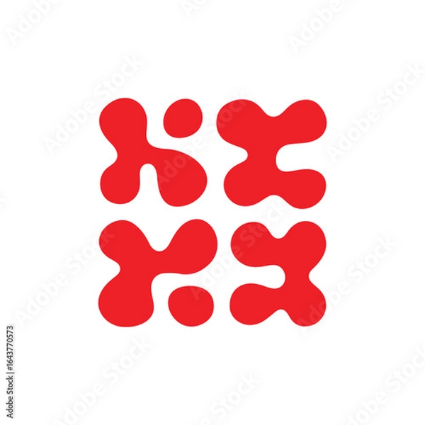 Fototapeta Abstract Red Blob Grid Composition