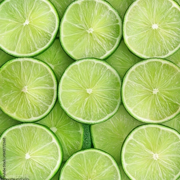 Obraz Fresh Lime Slices Background, Bright Green Citrus Fruit Texture