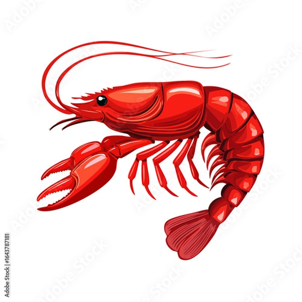 Obraz Vivid red crawfish vector illustration Fresh seafood design Crawfish boil element Isolated crustacean graphic Louisiana food symbol