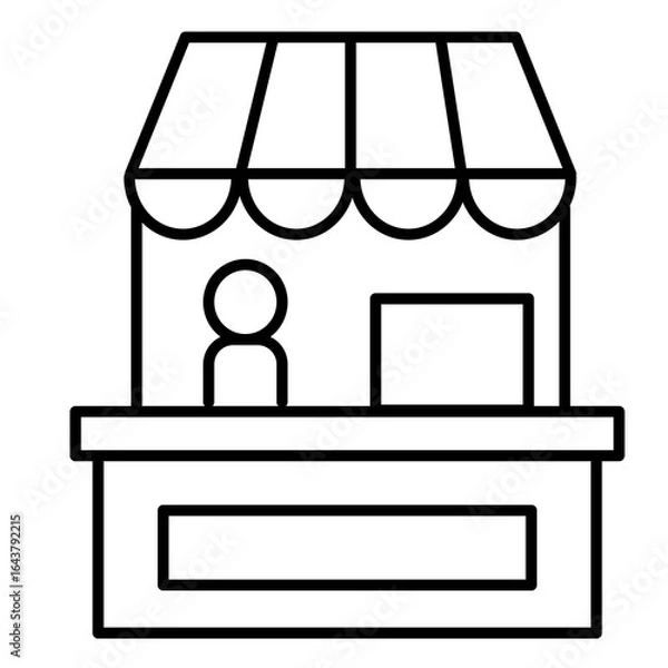 Fototapeta Small Market Stall Line Icon. Sales booth icon Vector illustration