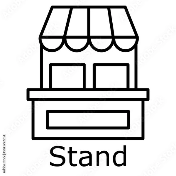 Fototapeta Small Market Stall Line Icon. Sales booth icon Vector illustration
