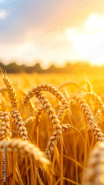 Obraz Golden wheat field under sunlight