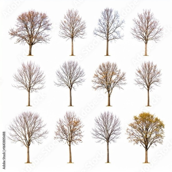 Obraz Bare winter trees, various shades