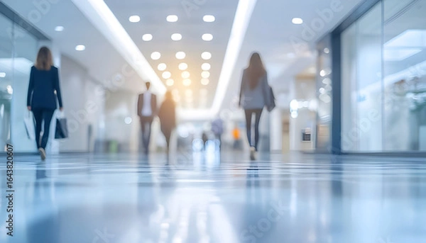 Obraz Abstract blur image of Business people walking at modern hallway with bokeh for background usage