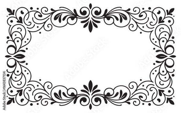 Fototapeta Ornate Frame Design Flourishes and Swirls A Decorative Vintage Border for Invitations and Elegant Design Elements
