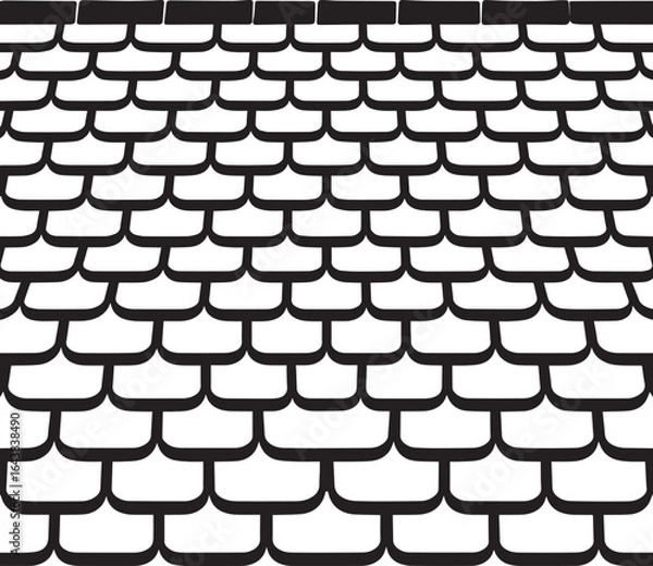 Obraz Roof Shingles Silhouette Pattern | Seamless Black Vector Artwork