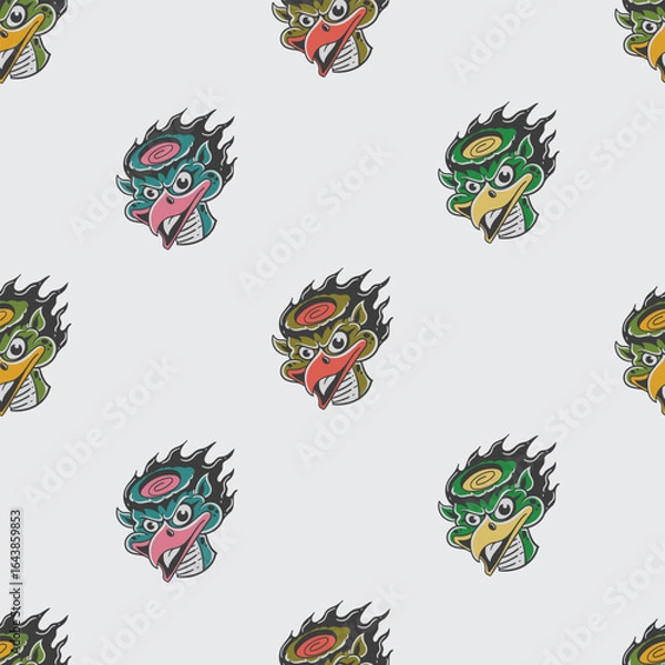 Obraz Seamless Kappa Mask Pattern in retro style