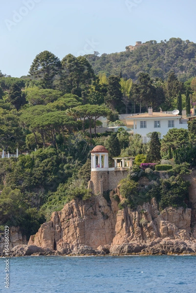 Fototapeta View from the sea towards botanic garden Marimurtra, Costa Brava.