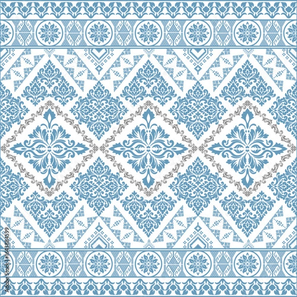 Obraz Classic Damask Seamless Pattern - Elegant Vector Design Inspired by Traditional Textile Art
