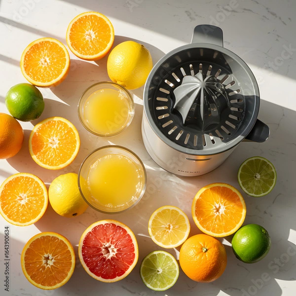 Fototapeta oranges and juice maker