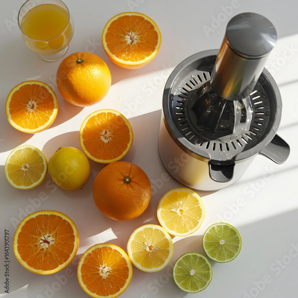 Fototapeta oranges and juice maker