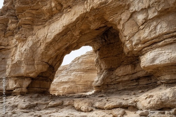 Fototapeta Natural stone arch standing tall in a desert landscape during midday sun