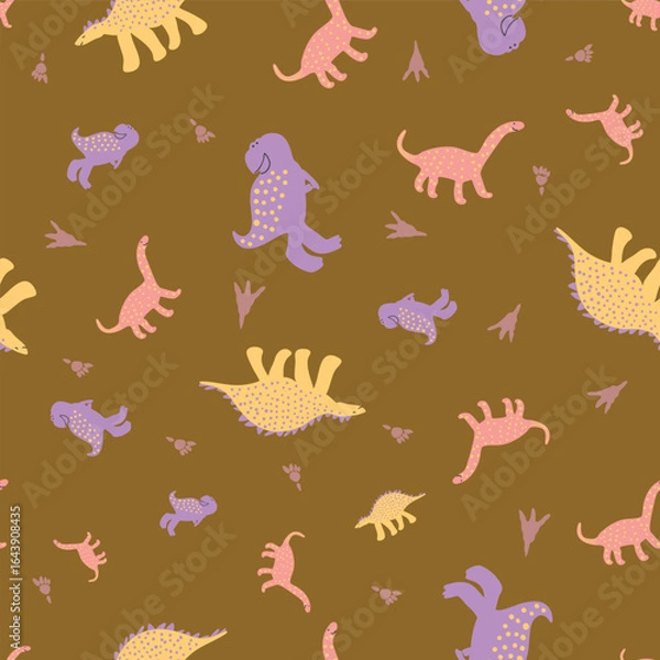 Obraz Cute Colorful Dinosaurs Vector Seamless Pattern