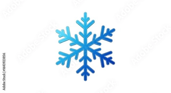 Fototapeta A detailed blue snowflake with intricate crystalline patterns isolated on white background