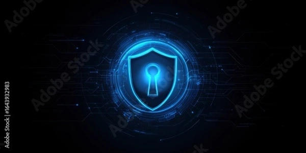 Obraz The Blue Shield Representing Digital Security and Protection in Technology