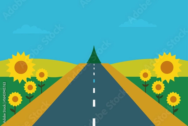 Fototapeta Sunflower Lined Road