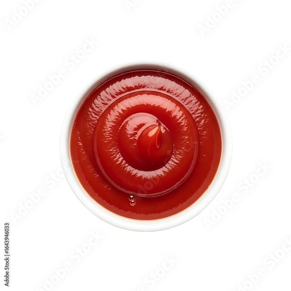 Fototapeta A swirl of red ketchup isolated on white background
