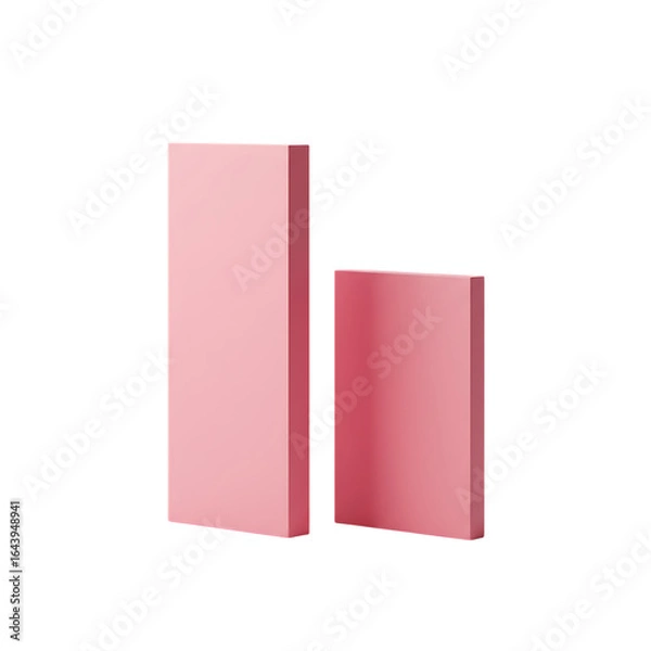 Fototapeta Two Pink Rectangle Blocks Minimalist Design on Transparent Background