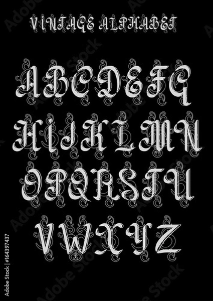 Fototapeta Retro decorative font. Capital letters. EPS10 vector