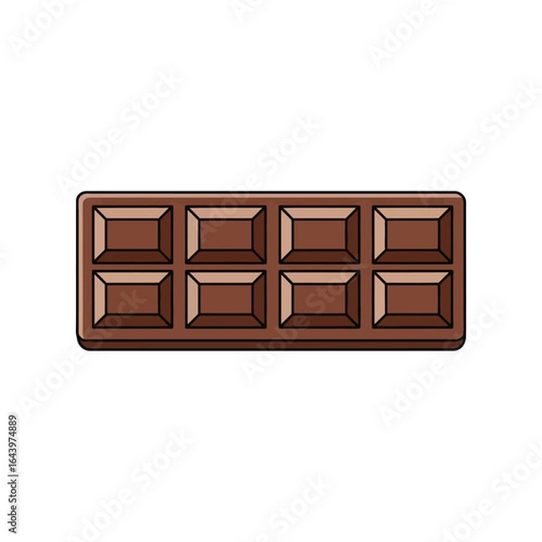 Fototapeta Vector icon of a milk chocolate bar. A simple flat illustration of a sweet candy dessert, isolated for graphic design.
