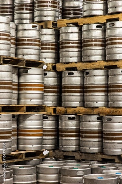 Obraz beer kegs in warehouse