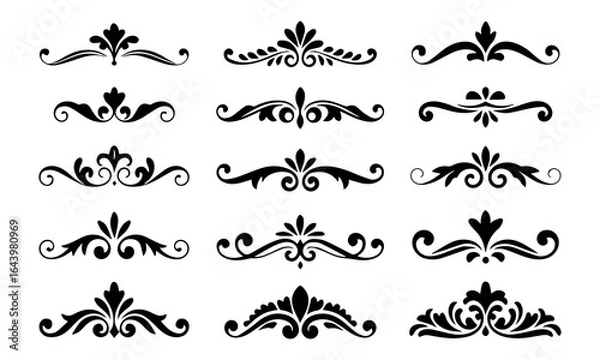 Fototapeta Ornament design corner set, collection, flowers floral design corner, vector eps