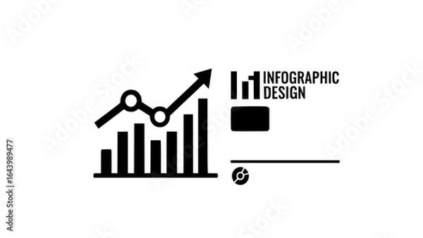 Obraz Infographic design with growth chart and icons isolated on white background